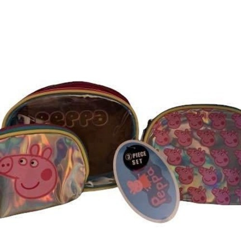 Peppa‎ Pig 3 Piece Bag Set NEW Pencil Case Makeup Bag Small Bags